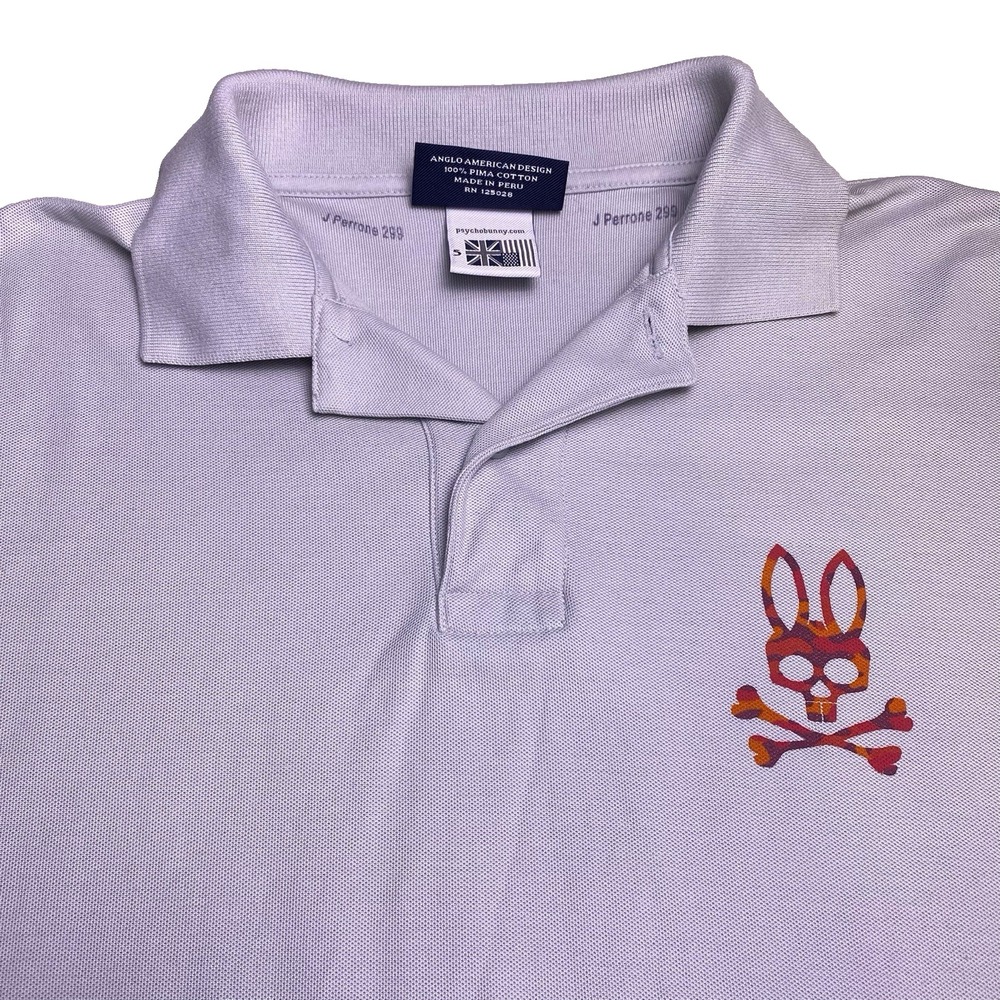 Men's Lavender Polo with Bunny Skull Motif